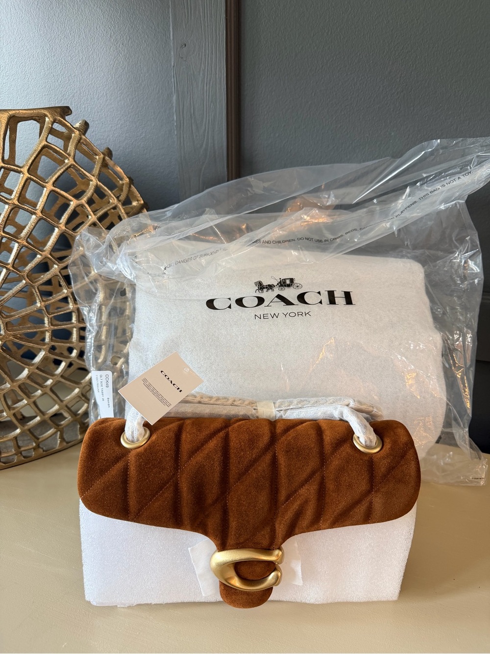 Coach Quilted Suede Tabby Shoulder Bag 26 Warm Brown Brass | Factory Wrapped NWT
